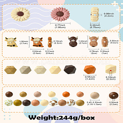 ラウンド食品グレードの環境に優しいシリコーン ビーズ  ミックスカラー  11.5~31x14~24x7.5~14mm  穴：2~3mm  6色  5個/カラー  合計105個&nbsp;SIL-CJ0002-72