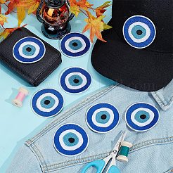Evil Eye Pattern Cloth Computerized Embroidery Iron On/Sew On Patches&nbsp;PATC-WH0011-14