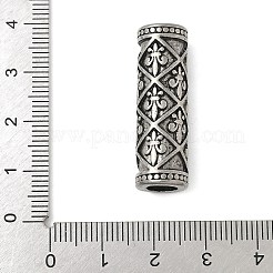 304ステンレススチールヨーロピアンビーズ  大穴ビーズ  フルール·ド·リスを持つ列  アンティークシルバー  32x10mm  穴：6mm&nbsp;STAS-S183-01AS