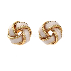 Brass Enamel Stud Earrings&nbsp;EJEW-P308-03G