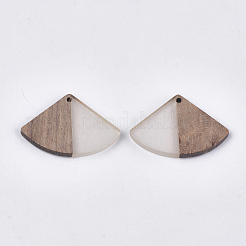 樹脂＆ウォールナットウッドペンダント  扇形  ホワイトスモーク  26x37.5~38x3.5mm  穴：2mm&nbsp;RESI-S358-86B-01