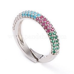 Adjustable Brass Micro Pave Cubic Zirconia Cuff Rings&nbsp;LS-RJEW-L098-007F-P