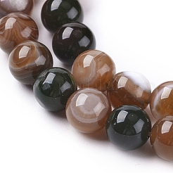 天然石縞瑪瑙/バンデットアゲートビーズ連売り  染め＆加熱  ラウンド  コーヒー  8mm  穴：1.2mm  約47個/連  14.96インチ（38cm）&nbsp;G-G582-8mm-41