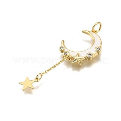 Brass Micro Pave Cubic Zirconia Pendants&nbsp;KK-K401-29G-03