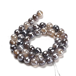 Electroplated Natural Botswana Agate Round Beads Strands&nbsp;G-L598-A03-02