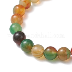Round Natural Peacock Agate Beaded Stretch Bracelets&nbsp;BJEW-JB12650