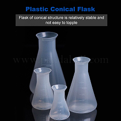 プラスチックビーカーセット  チューブボトル洗浄クリーニングブラシと使い捨てプラスチックスポイト付き  プラスチック計量カップ  透明  ビーカー: 50ml/100ml/250ml/500ml  4個/セット&nbsp;TOOL-GB0001-01