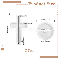 ディスプレイデコレーション用シリコンモールド2袋  フラットラウンドと交差  ホワイト  137x85x12mm&nbsp;DIY-HY0003-67