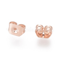304ステンレススチール製イヤーナット  スタッド イヤリングのフリクション イヤリング バック  ローズゴールド  5x3.5x2.5mm  穴：0.8mm&nbsp;STAS-P099-03RG-02
