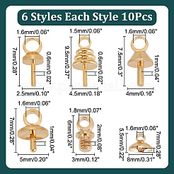 60pcs 6 styles Brass Cup Pearl Peg Bails Pin Pendants&nbsp;FIND-AR0005-35