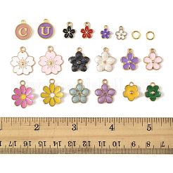 132本合金エナメルペンダント  さくらの花  200個の真鍮製オープン丸カン付き  ミックスカラー  14x12x2mm  穴：1.5mm&nbsp;DIY-FS0009-12