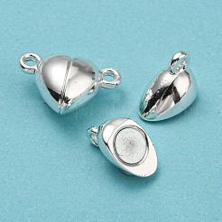 ラックメッキ合金マグネットクラスプ  カドミウムフリー＆鉛フリー  ハート  長持ちメッキ  銀  9.5x15x6.5mm  穴：1.4mm&nbsp;FIND-R144-04S