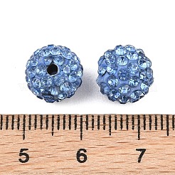パヴェボールディスコビーズ  手作り樹脂粘土ラインストーンビーズ  ラウンド  ライトサファイア  10x9.5mm  穴：1.8mm  約100個/セット&nbsp;RB-XCP0001-09