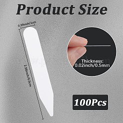 PVCシャツカラーステイ100個  襟の反り防止エッジシェイパー  ホワイト  65x10mm&nbsp;DIY-CN0003-59A