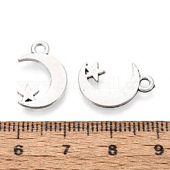 合金のチベット風チャーム  月と星のチャーム  アンティークシルバー  17x11x1mm  穴：2mm&nbsp;TIBEP-T054-14AS