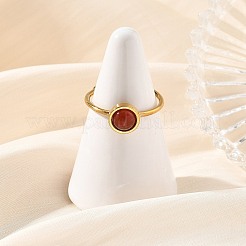 201 Stainless Steel with Natural Mixed Gemstone Finger Rings&nbsp;RJEW-JR01100