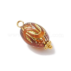 透明なアクリルパーツ  オーバル  真鍮ボールヘッドピン付き  ゴールドライン入り  ミックスカラー  19.5x10mm  穴：2mm&nbsp;PALLOY-JF04345