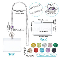1Pc Alloy Hollow Flat Round Retractable Badge Reel with 304 Stainless Steel Cable Chains&nbsp;NJEW-SC0001-94C