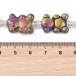 電気メッキの天然パイライトビーズ連売り  シードビーズで  クマ  虹メッキ  19x14x4mm  穴：1.2mm  約8個/連  7.87''（20センチメートル）&nbsp;G-Q187-02A