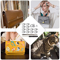 合金製Dリングヘッドスクリューバックボタン20セット  ネジ付き  レザーパンチ1個、レザークラフトホールクラフト付き。  1pc スチールマイナスドライバー  DIYアートレザークラフト用  プラチナ  2.2x1.2cm  内径：1のCM&nbsp;PURS-GF0001-02P