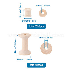 250 Pcs 2 Styles Wooden Empty Spools&nbsp;WOOD-TA0001-58