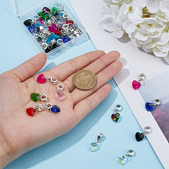 40Pcs 10 Colors Glass European Dangle Charms&nbsp;PALLOY-FI00003