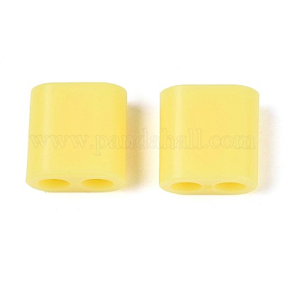ABSプラスチックビーズ  正方形  2穴  5~6mmコードに適合  きいろ  15x15x8.5mm  穴：4.8mm&nbsp;OACR-N156-07C-1