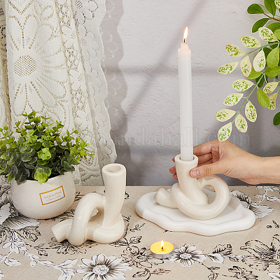 2Pcs 2 Styles Ceramic Candle Holder&nbsp;AJEW-FH0004-10-1