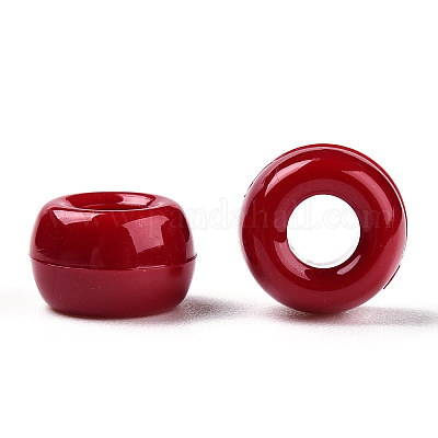 不透明なプラスチックビーズ  バレル  ファイヤーブリック  9x6mm  穴：3.8mm  約1950個/500g&nbsp;KY-T025-01-F09-1