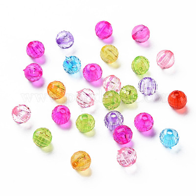 透明なアクリルビーズ  ラウンド  ミックスカラー  6x5.5mm  穴：1.6mm  約5000個/500g&nbsp;MACR-N013-014-1