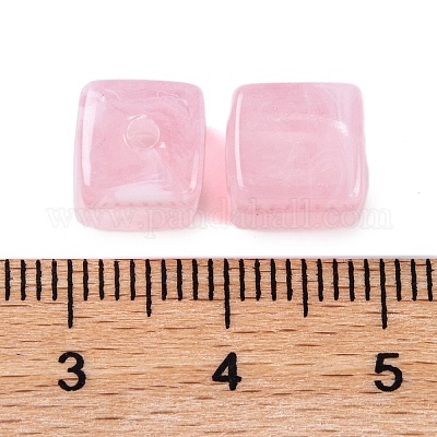 アクリルビーズ  イミテーション翡翠  キューブ  ラベンダーブラッシュ  9x8x8mm  穴：2mm  833個/ 500g&nbsp;OACR-H120-01G-1