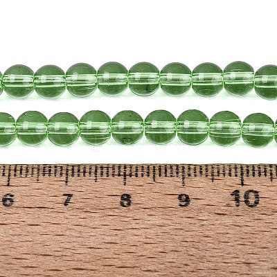 透明ガラスビーズ連売り  ラウンド  薄緑  6~6.5mm  穴：1.4mm  約67~70個/連  14.76インチ〜15.16インチ（37.5~38.5cm）&nbsp;GLAA-T032-T6mm-26-1