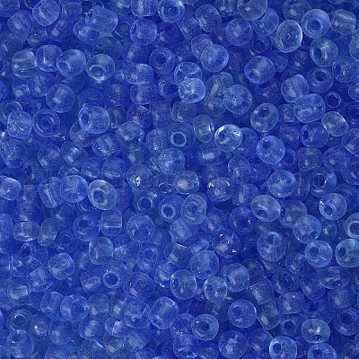 ガラスシードビーズ  トランスペアレント  ラウンド  ライトブルー  6/0  4mm  穴：1.5mm  約300粒/30g&nbsp;X2-SEED-A004-4mm-6-1