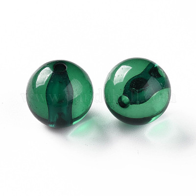 透明なアクリルビーズ  ラウンド  グリーン  16x15mm  穴：2.8mm  約220個/500g&nbsp;MACR-S370-A16mm-735-1