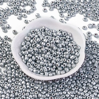 焼付塗装ガラスシードビーズ  銀  8/0  3mm  穴：1mm  約10000個/袋&nbsp;SEED-S002-K29-1