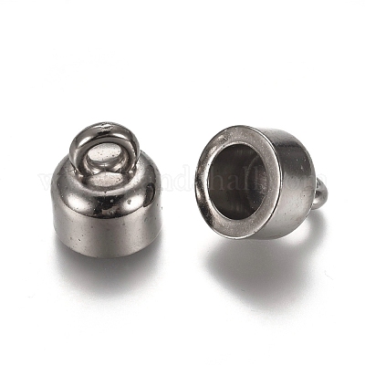 CCBプラスチックコードエンドパーツ  エンドキャップ  コラム  プラチナ  14.5x12.5mm  穴：3.5mm  内径：8mm&nbsp;CCB-L011-061P-1