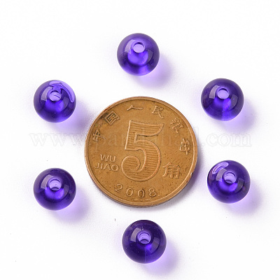 透明なアクリルビーズ  ラウンド  青紫色  8x7mm  穴：2mm  約1745個/500g&nbsp;MACR-S370-A8mm-748-1
