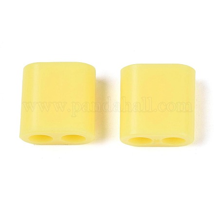 ABSプラスチックビーズ  正方形  2穴  5~6mmコードに適合  きいろ  15x15x8.5mm  穴：4.8mm&nbsp;OACR-N156-07C-1