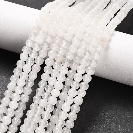 Round Natural White Jade Bead Strands G-R345-4mm-06-1