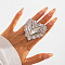 Alloy Finger Rings, Platinum, Heart, 17mm
