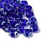 Handmade Evil Eye Lampwork Beads, Flat Round, Medium Blue, 9~10x6mm, Hole: 3mm