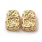 Brass Beads, Cadmium Free & Nickel Free & Lead Free, Textured, Rectangle, Real 18K Gold Plated, 12.5x9x6mm, Hole: 3.5x2.5mm