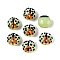 Handmade Bumpy Lampwork Beads, Beetle with Flower Pattern, Yellow Green, 14.5x9~11mm, Hole: 1~1.4mm