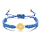 Alloy Cord Bracelets, with Wax Cord, Daisy, Royal Blue, Inner Diameter: 2-3/8 inch(6cm)