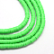 Handmade Polymer Clay Beads, Disc/Flat Round, Heishi Beads, Lime, 8x0.5~1mm, Hole: 2mm, about 380~400pcs/strand, 17.7 inch