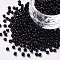 8/0 Glass Seed Beads, Opaque Colours Seed, Round, Black, Size: about 3mm in diameter, hole:1mm, about 2222pcs/100g