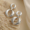 Brass Stud Earrings, Flat Round, Platinum, 42x35mm
