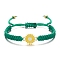 Alloy Cord Bracelets, with Wax Cord, Daisy, Green, Inner Diameter: 2-3/8 inch(6cm)