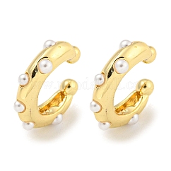 真鍮カフイヤリング  アブストイミテーションパール付き  トロイダル  18KGP本金メッキ  16x4mm