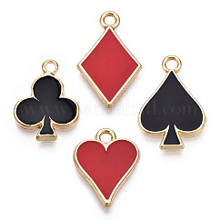 Barrel Plating Alloy Pendants, with Enamel, Cadmium Free & Nickel Free & Lead Free, Rhombus & Heart & Plum Blossom, Fixed Shapes, Random Color, 16~20.5x12.5~13.5x1.5~2mm, Hole: 1.8~2mm